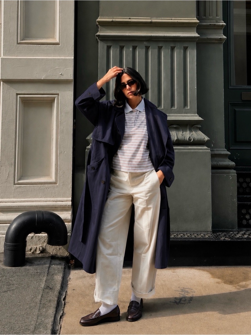 Everlane | Navy Blue Cotton Twill The Modern Trench Coat ~ Small